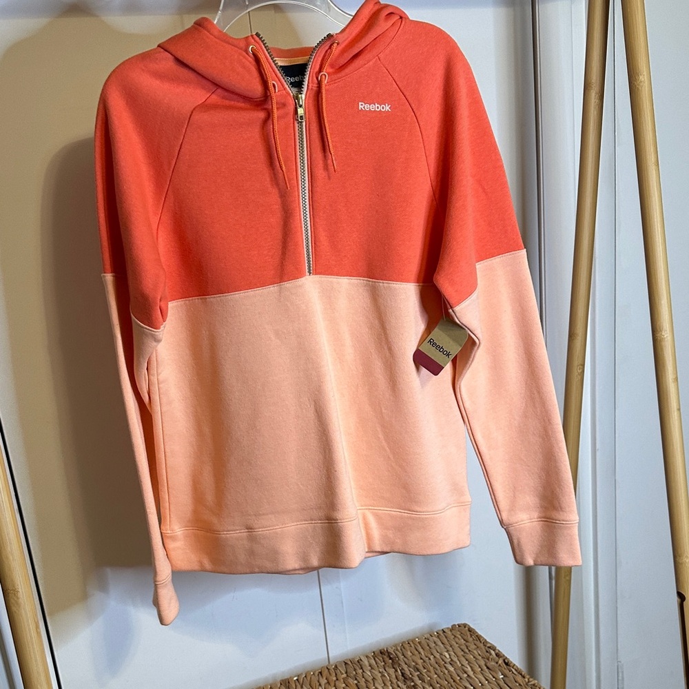 Reebok Women's Color Block Hoodie - Coral and peach